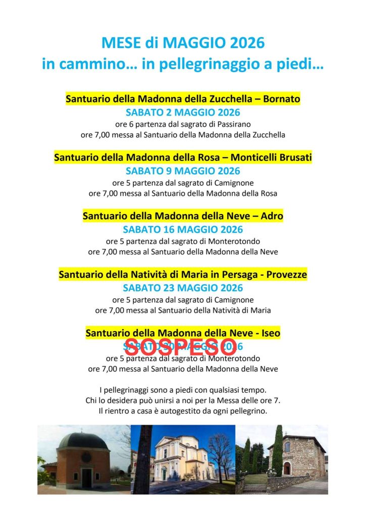 2026 Pellegrinaggi Mariani SOSPESO
